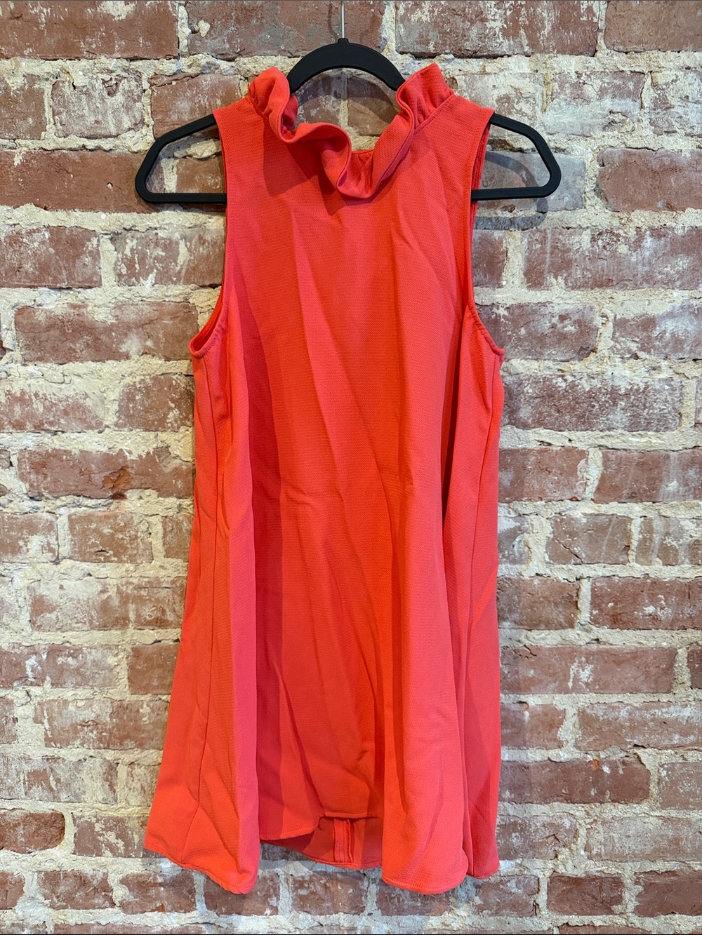 DO+BE Coral Red Ruffle Mock Neck Tank